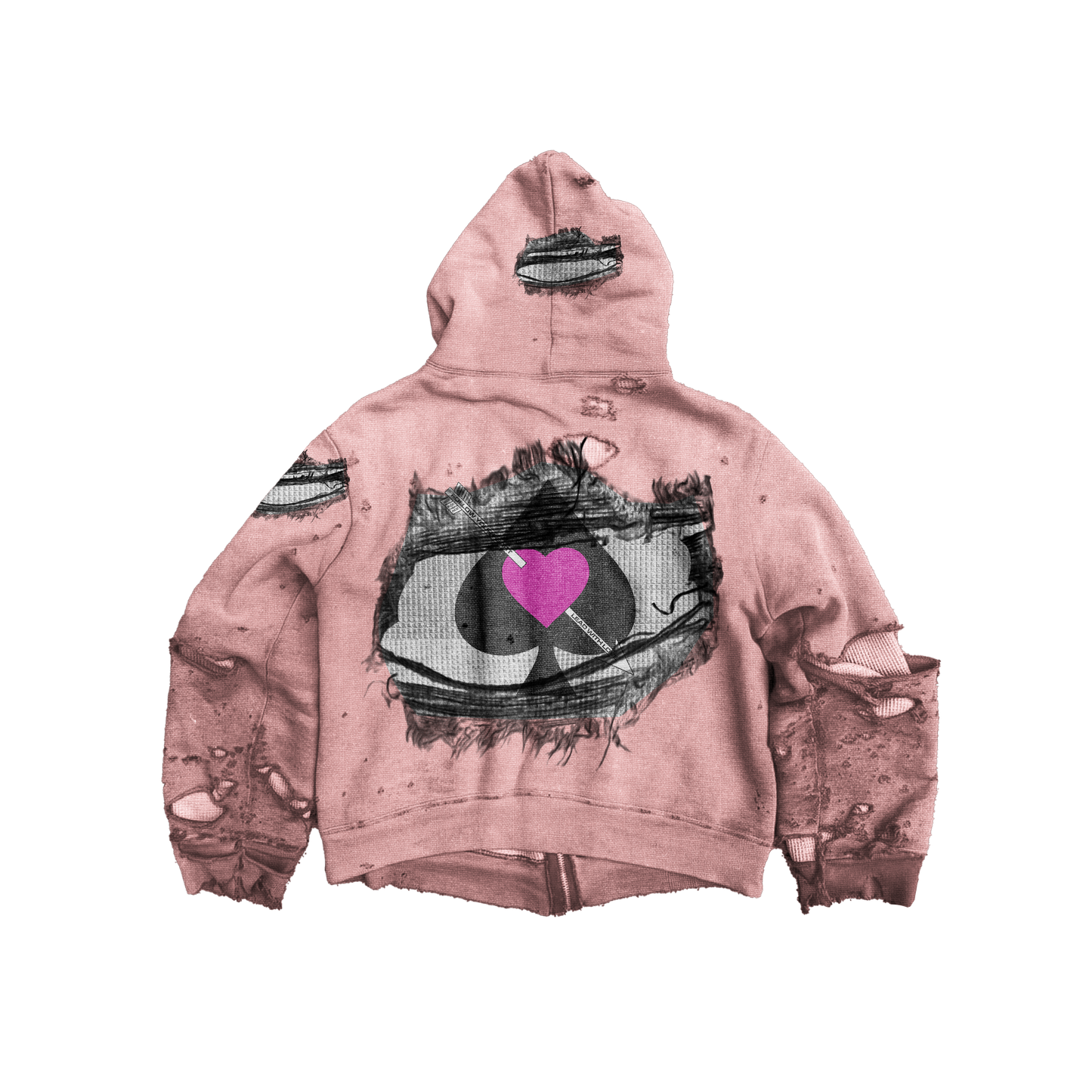 Distressed Hoodie - Pink