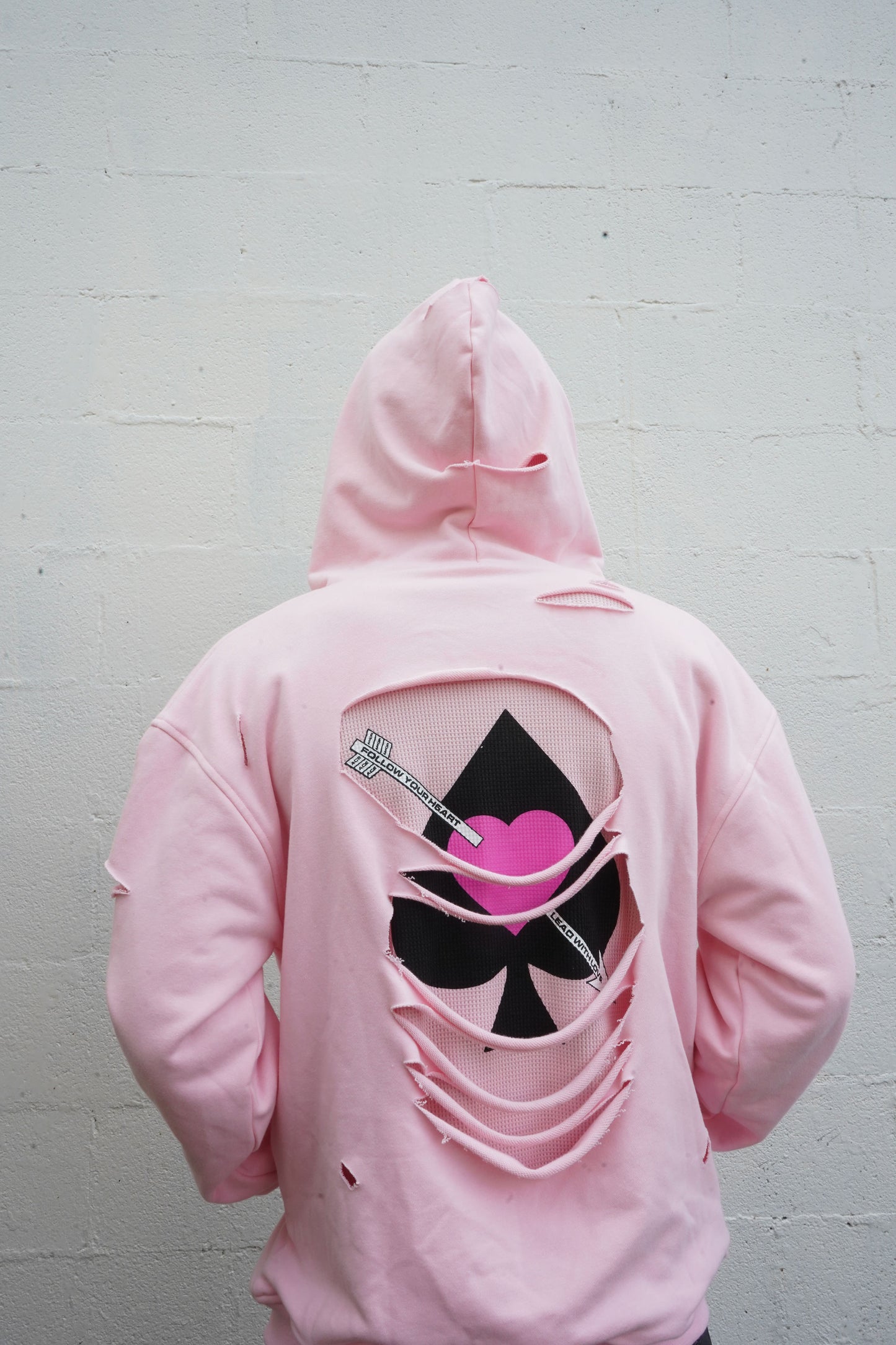 Distressed Hoodie - Pink