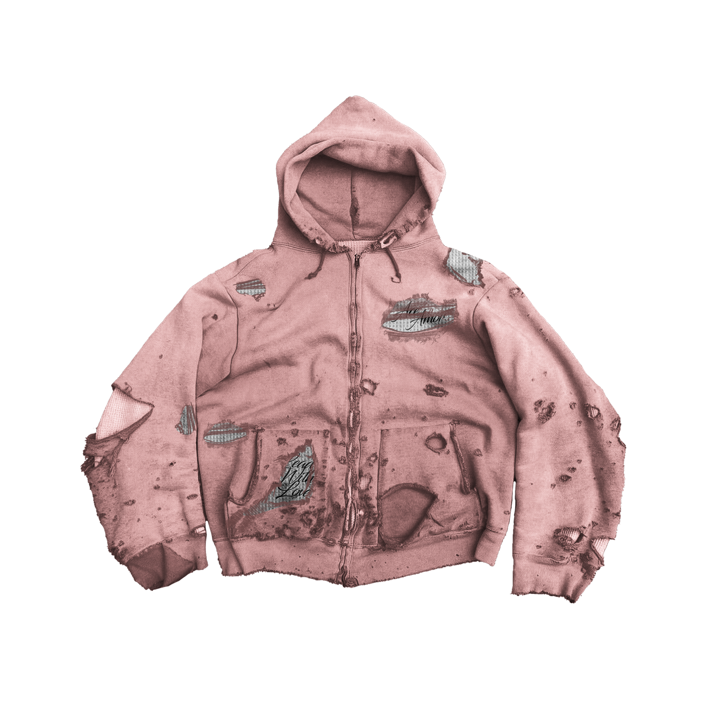 Distressed Hoodie - Pink