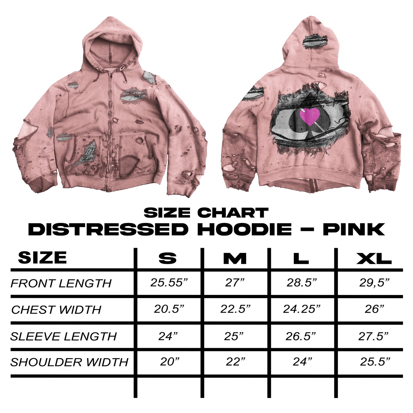 Distressed Hoodie - Pink