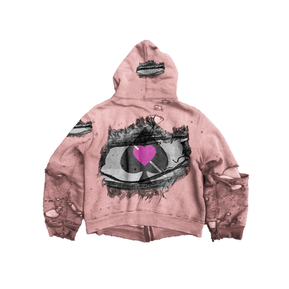 Distressed Hoodie - Pink