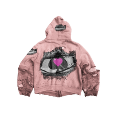 Distressed Hoodie - Pink
