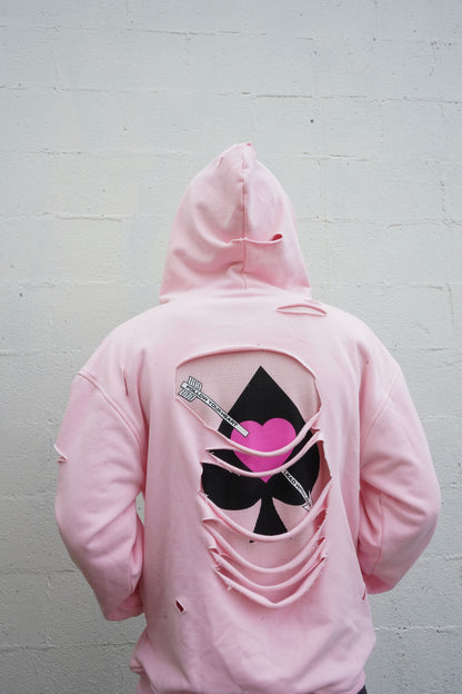 Distressed Hoodie - Pink