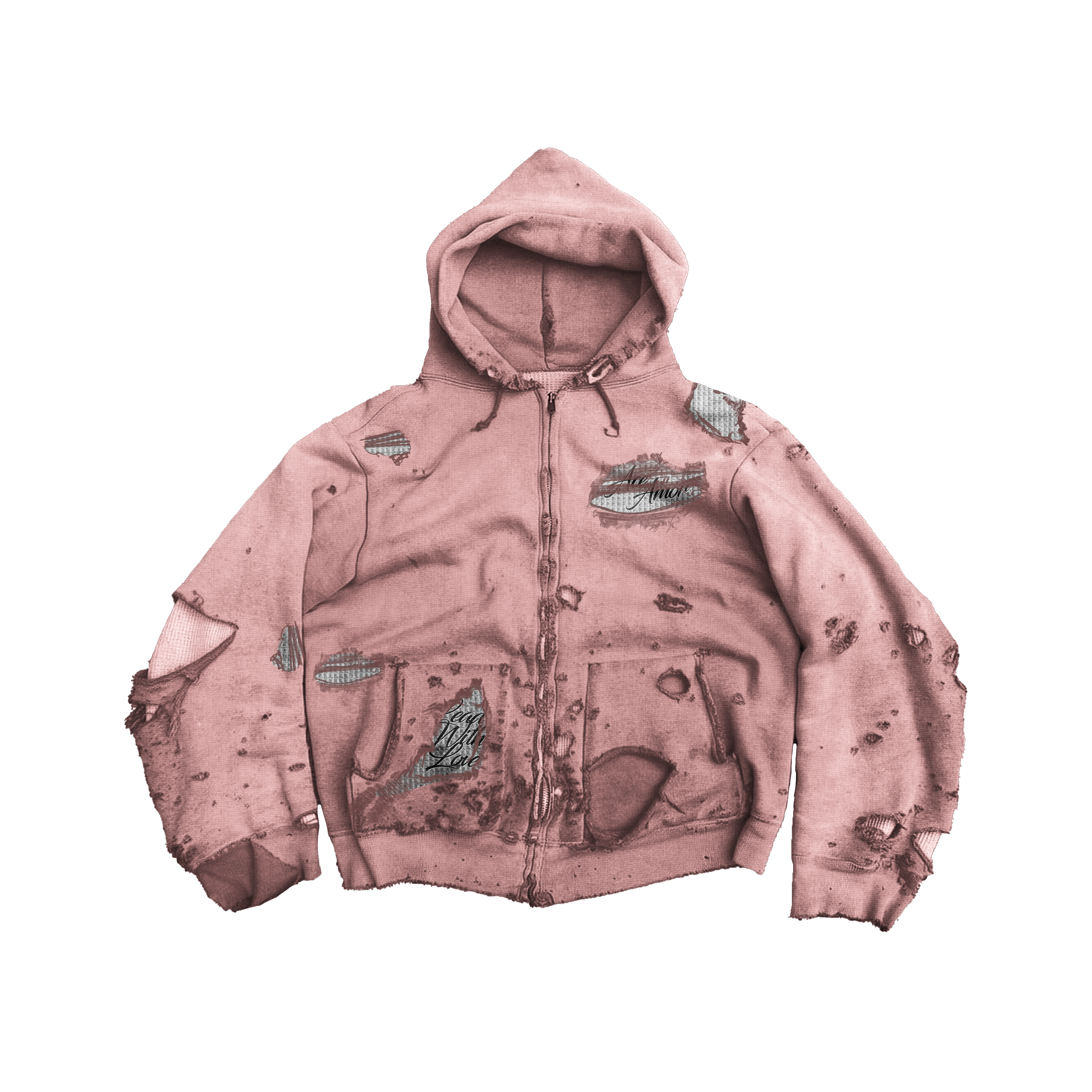 Distressed Hoodie - Pink