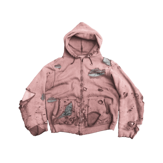 Distressed Hoodie - Pink