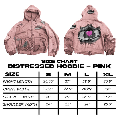 Distressed Hoodie - Pink